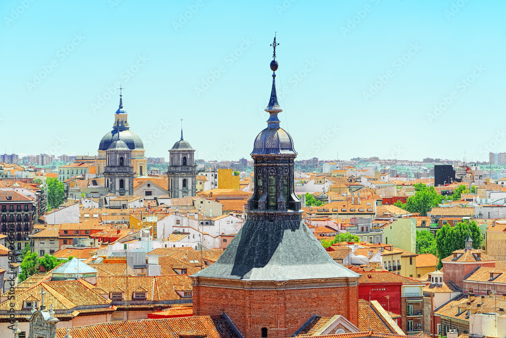 View of the capital of Spain-beautiful city Madrid from a bird's