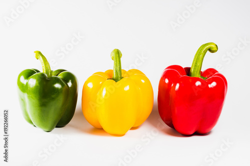 sweet pepper on white isolated background. red,green,yellow peppers.