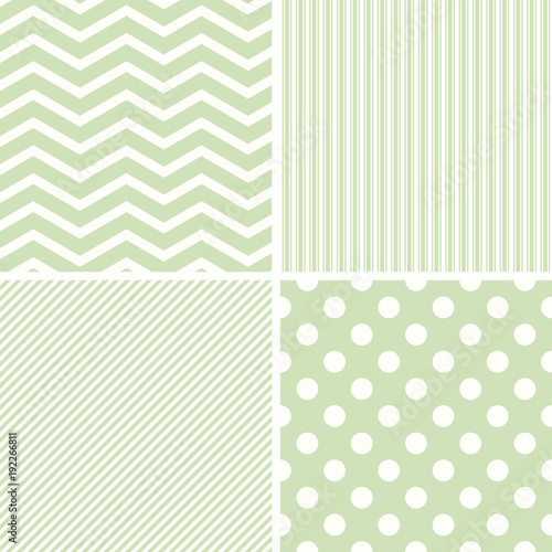 4 different geometric green patterns.