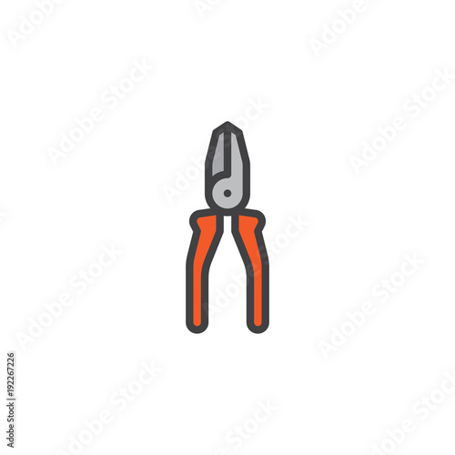 Wire cutters filled outline icon, line vector sign, linear colorful pictogram isolated on white. Pliers symbol, logo illustration. Pixel perfect vector graphics