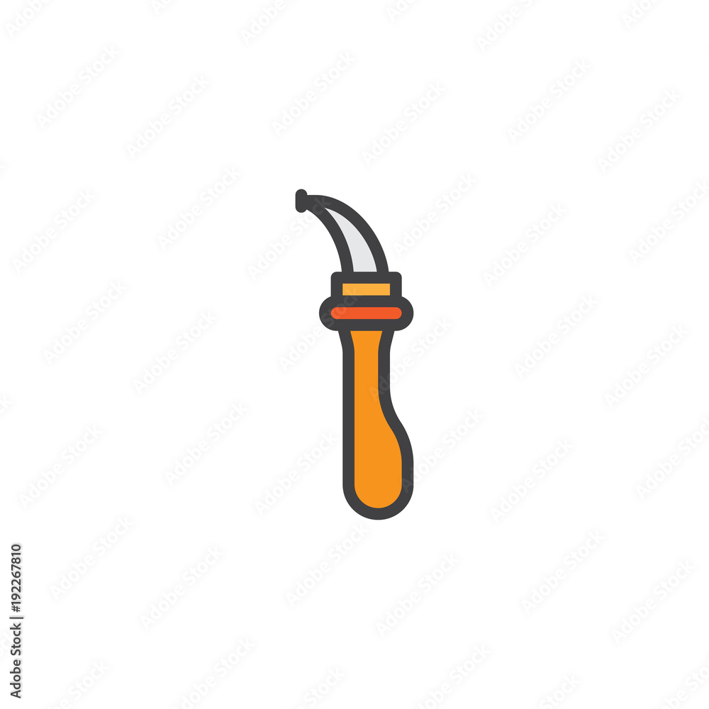 Knife work tool filled outline icon, line vector sign, linear colorful ...