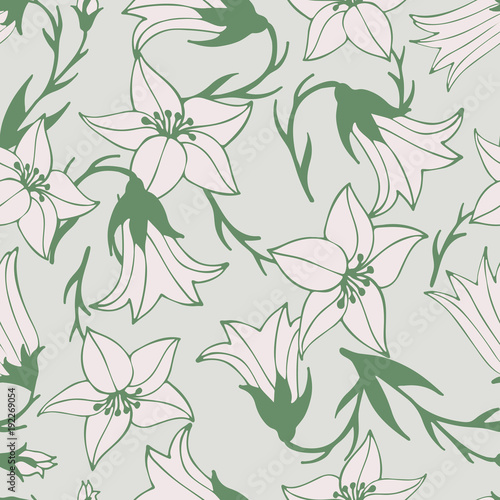 Lovely flower seamless pattern with hand-drawn bluebells.