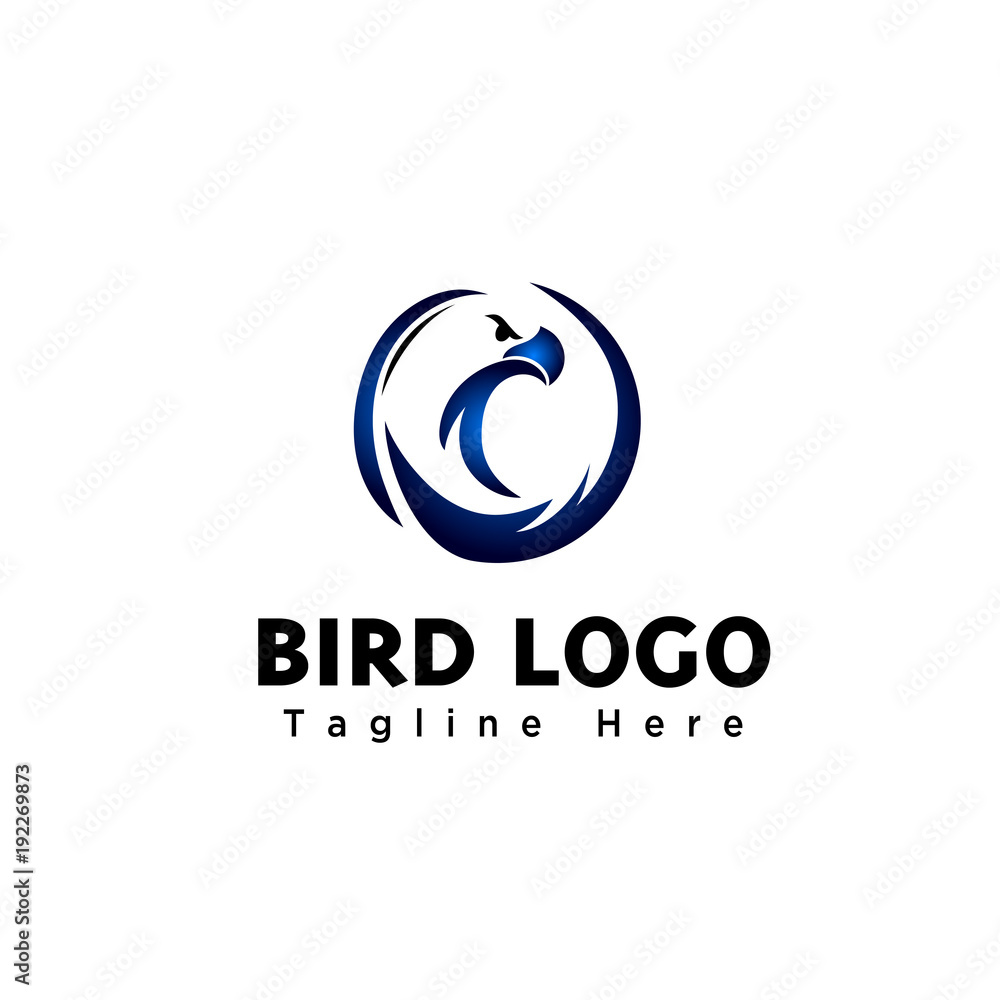 circle abstract bird eagle head  logo