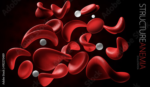 3d illustration of anemia cell isolated black background photo