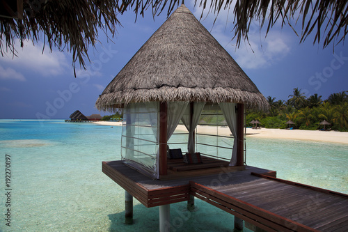 Fototapeta Naklejka Na Ścianę i Meble -  The Maldives. Paradise rest. Beautiful seascape. Place for relaxation.