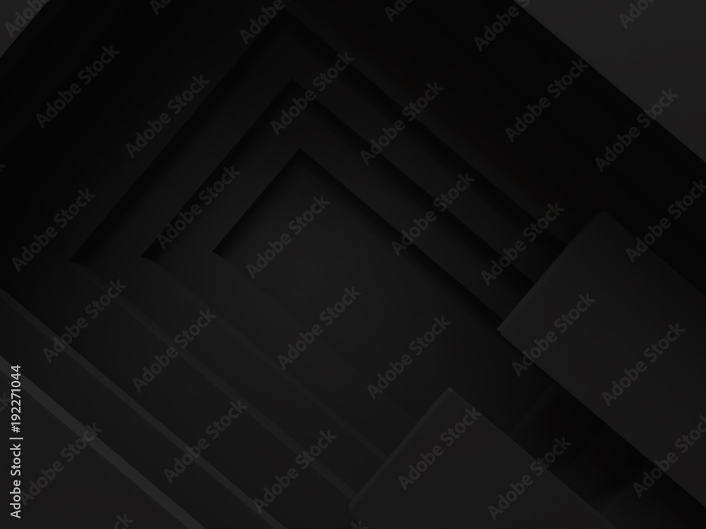 Fototapeta premium black background abstract pattern paper layer stack 3d render backdrop