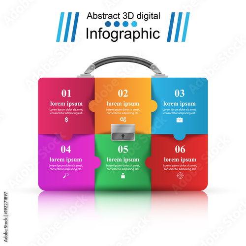 Briefcase, puzzle, office - business infographic Vector eps 10