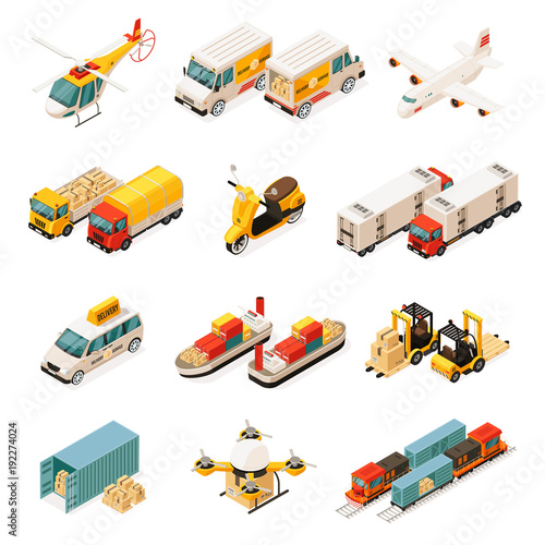 Isometric Transportation Elements Set