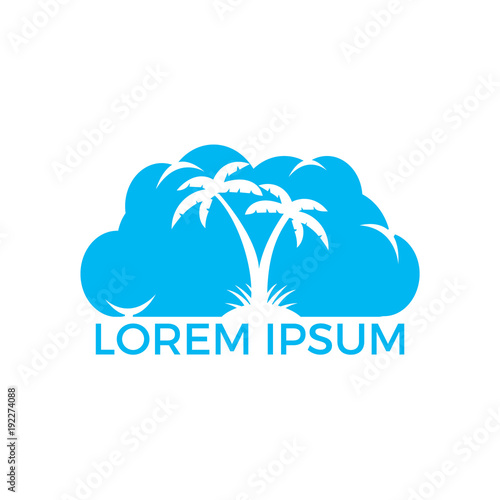 Cloud and Palm Tree Logo Design.