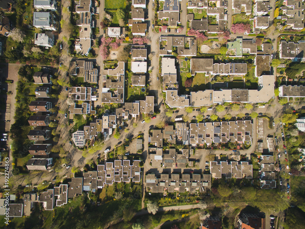 Fototapeta premium arial view of urban city with buildings in Germany