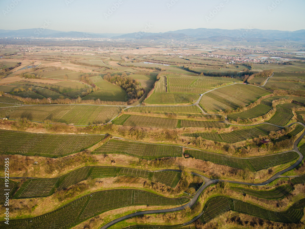 arial view of landscape with green fields on tiers, Germany arial view of landscape with green fields on tiers, Germany