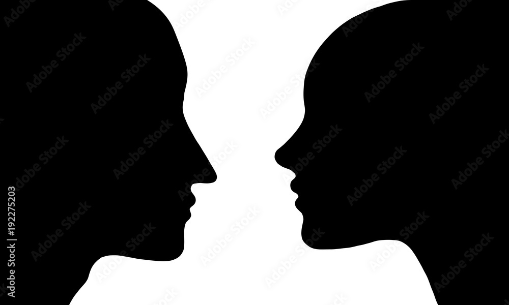vector profiles of woman and man