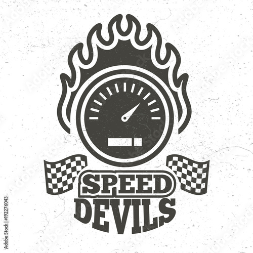 Vintage motorbike and motorcycle sport emblem with grunge effect