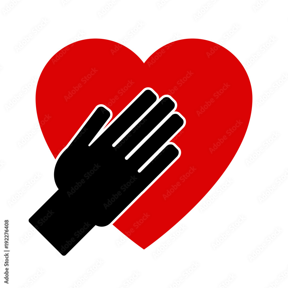 Hand on heart. Icon Hand on heart. Icon