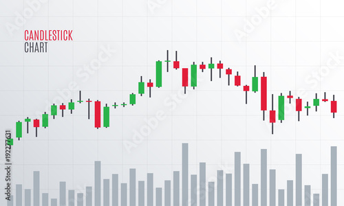 Financial Candlestick chart. Cryptocurrency Stock exchange market. Statistics uptrend. Analytics Data Report. Vector illustration.