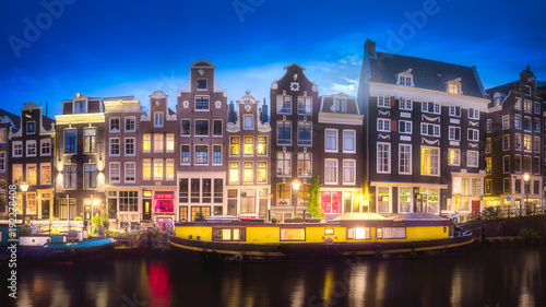 River  canals and traditional old houses Amsterdam