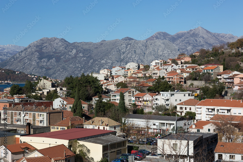 Top view of the  town in Kotor, Montenegro