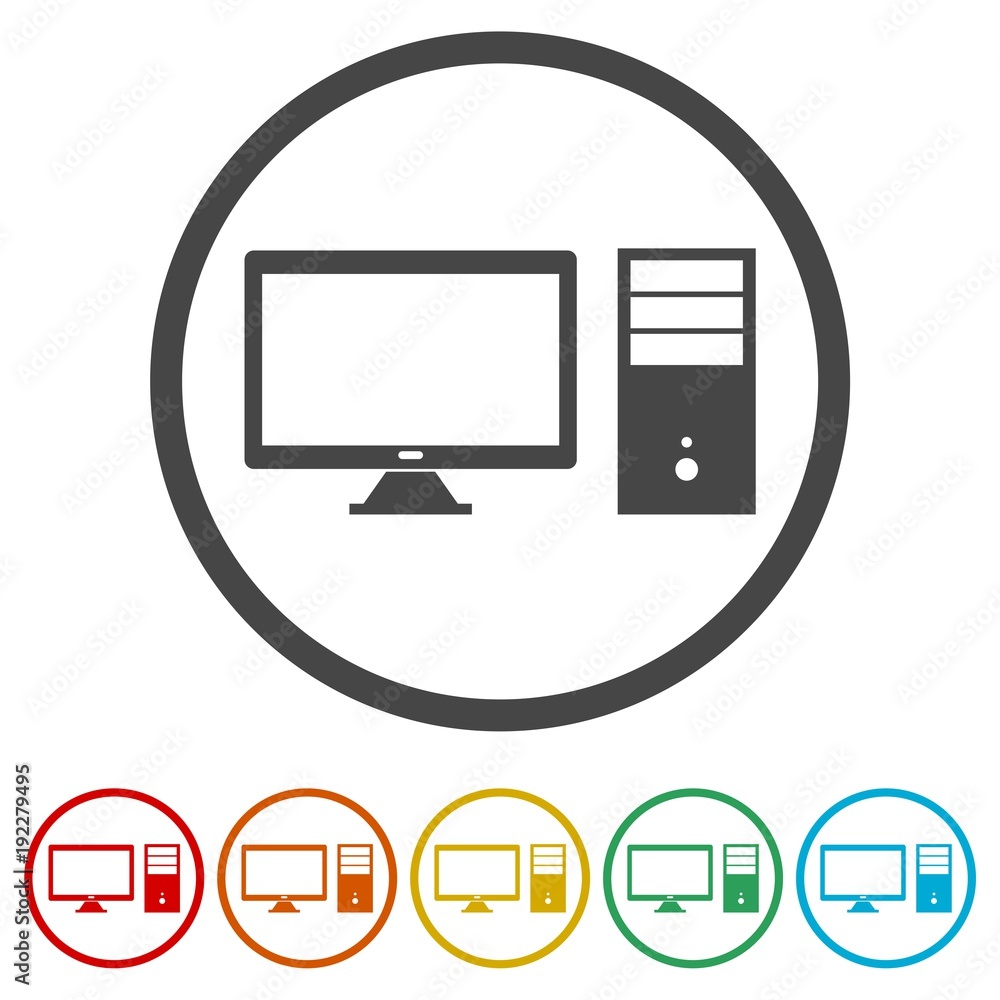 Desktop computer icon, 6 Colors Included Desktop computer icon, 6 Colors Included