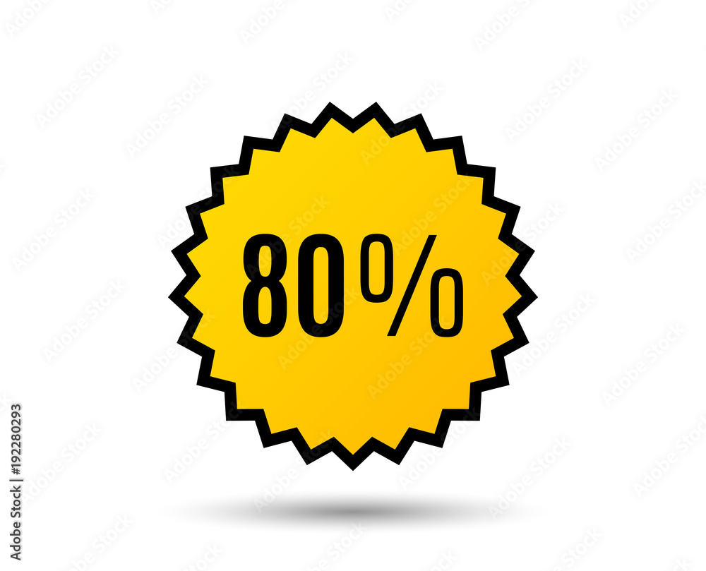 80% off Sale. Discount offer price sign. Special offer symbol. Star button. Graphic design element. Vector