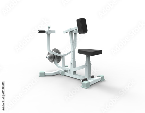 Gym rowing machine. 3D image isolated on white background