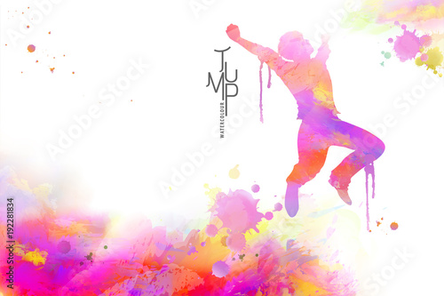 Watercolor jump man