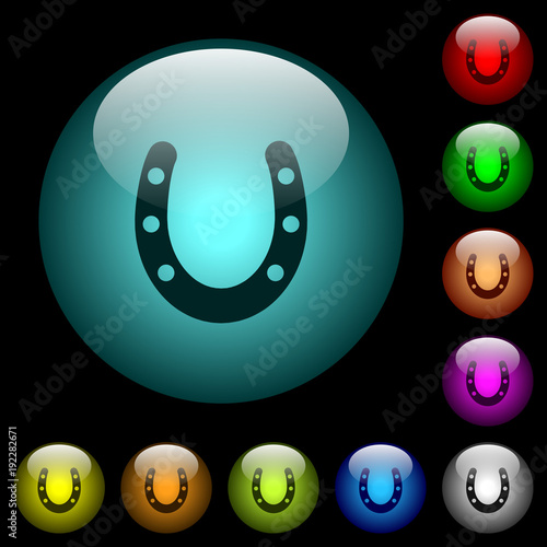 Horseshoe icons in color illuminated glass buttons
