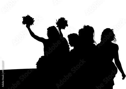 Young cheerleaders on a white background