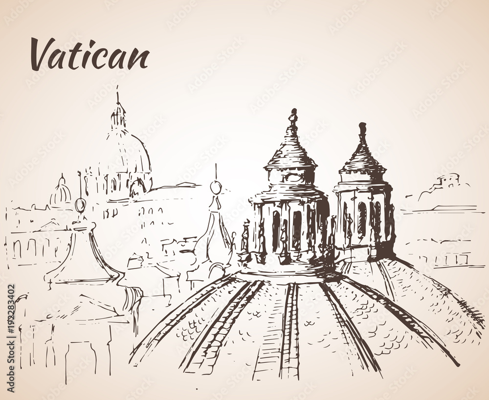 Vatican city landscape. Sketch.