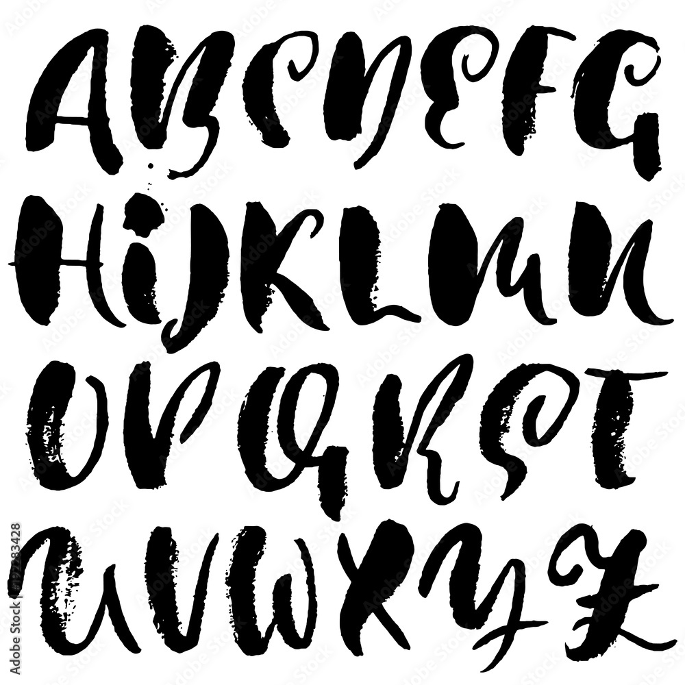 Handdrawn dry brush font. Modern brush lettering. Grunge style alphabet. Vector illustration. Handdrawn dry brush font. Modern brush lettering. Grunge style alphabet. Vector illustration.
