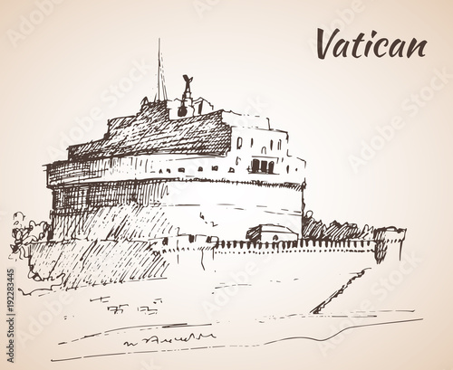 Wallpaper Mural Castel Sant'Angelo, Vatican city. Sketch. Torontodigital.ca