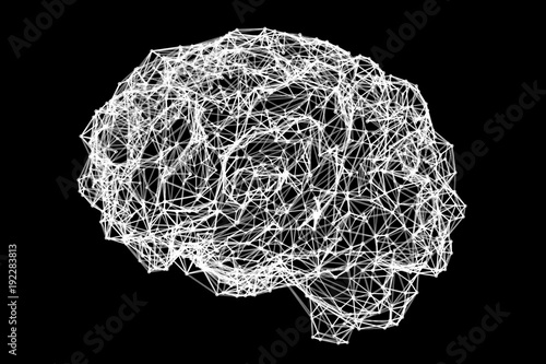 Tablou pe pânză Human brain made of neuronal network, conceptual image, 3D illustration, black-a