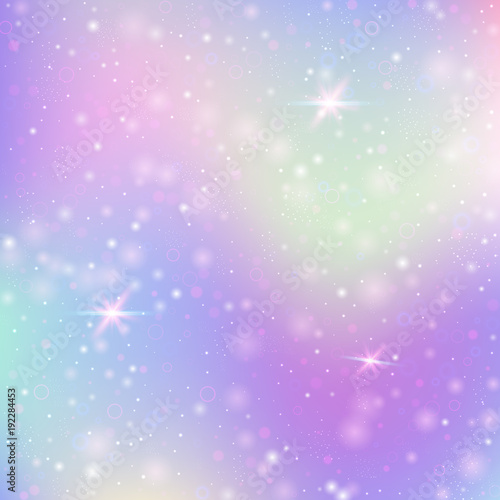 Holographic abstract background. Colorful holographic backdrop with gradient mesh. 90s, 80s retro style. Iridescent graphic template for brochure, flyer, poster design, wallpaper, mobile screen.