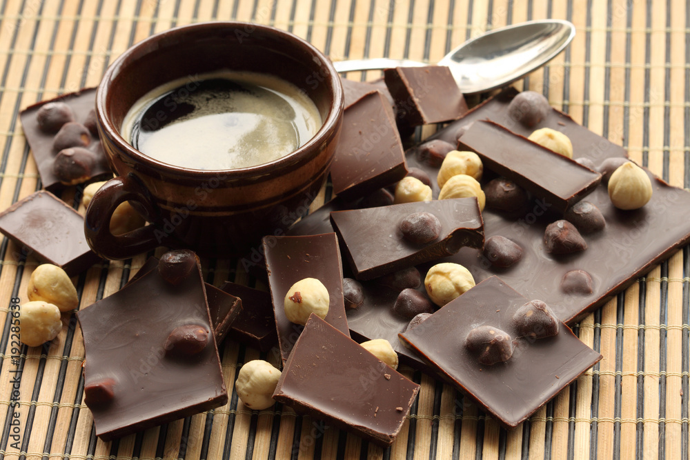 Fototapeta premium chocolate bars with hazelnut