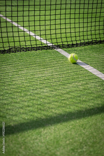 Paddle tennis court and net with a ball