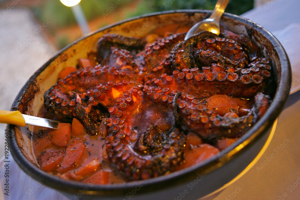 Octopus peka. Konoba, Croatia. Food. Stock Photo | Adobe Stock