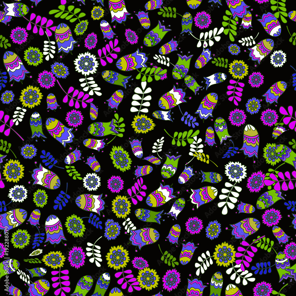 Seamless pattern of flowers and leaves. texture for design Seamless pattern of flowers and leaves. texture for design