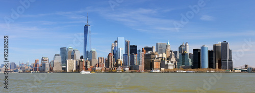 New York lower downtown panorama and skyscrapers