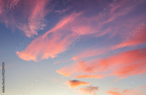 Red sky with blue clouds