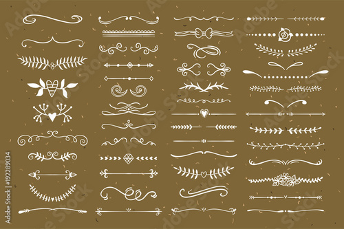 Text dividers hand drawn design elements. Wedding graphic illustrations