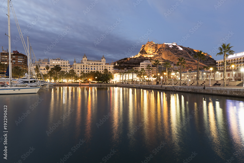 Skyline of the city of Alicante from its port.