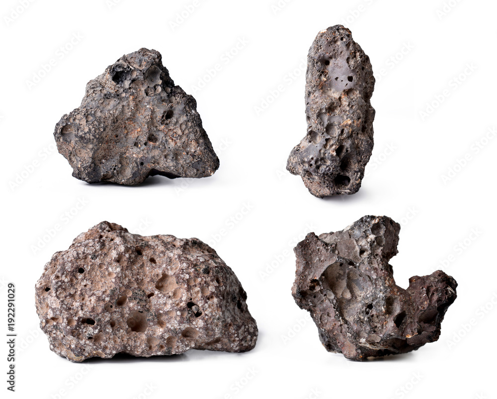 The volcanic stones isolated on white background.