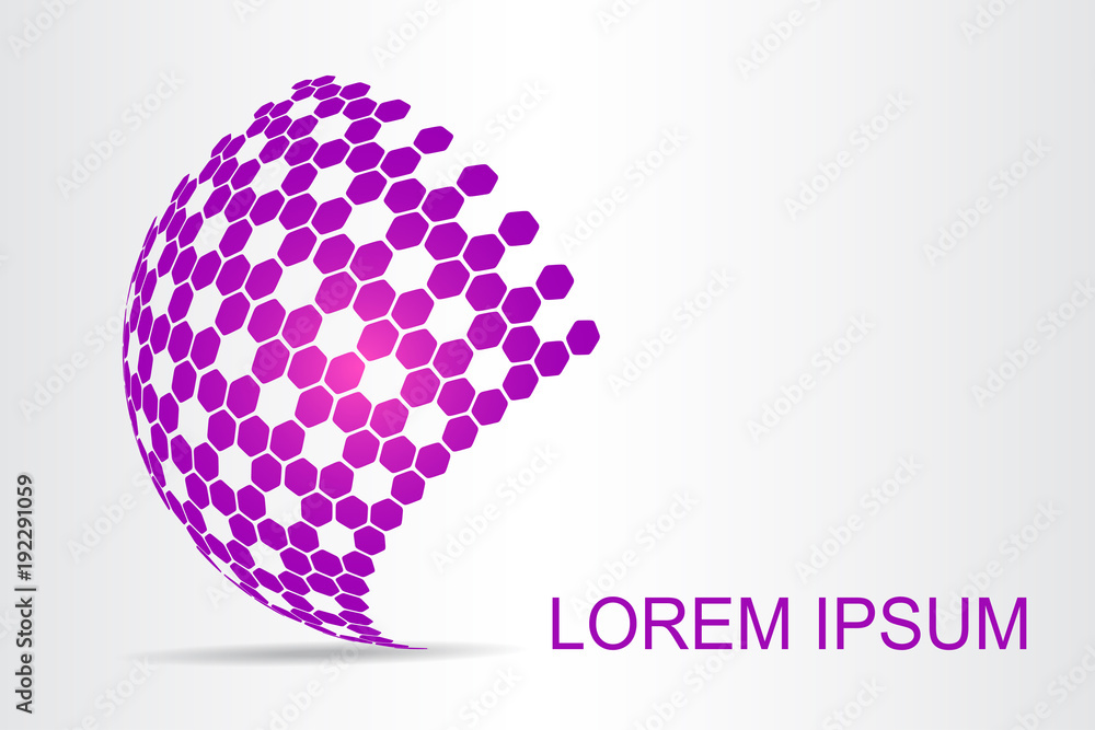 Logo stylized spherical surface with abstract shapes