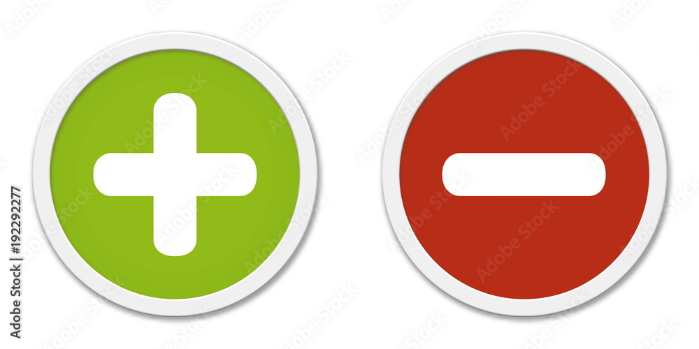 Buttons Plus und Minus in grün und rot Buttons Plus und Minus in grün und rot