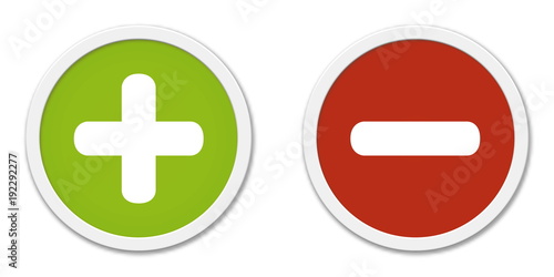Buttons Plus und Minus in grün und rot
