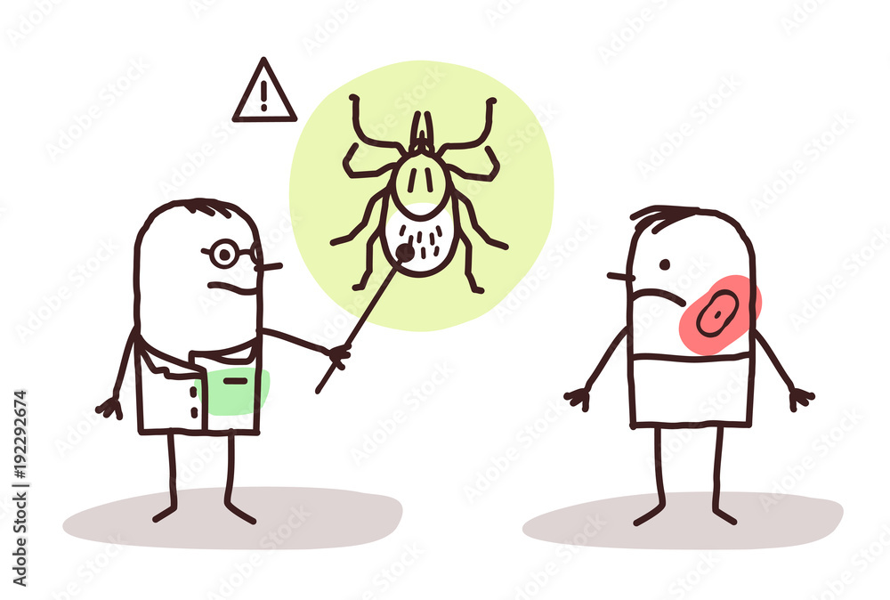 Cartoon Doctor with Patient and Lyme Disease Cartoon Doctor with Patient and Lyme Disease