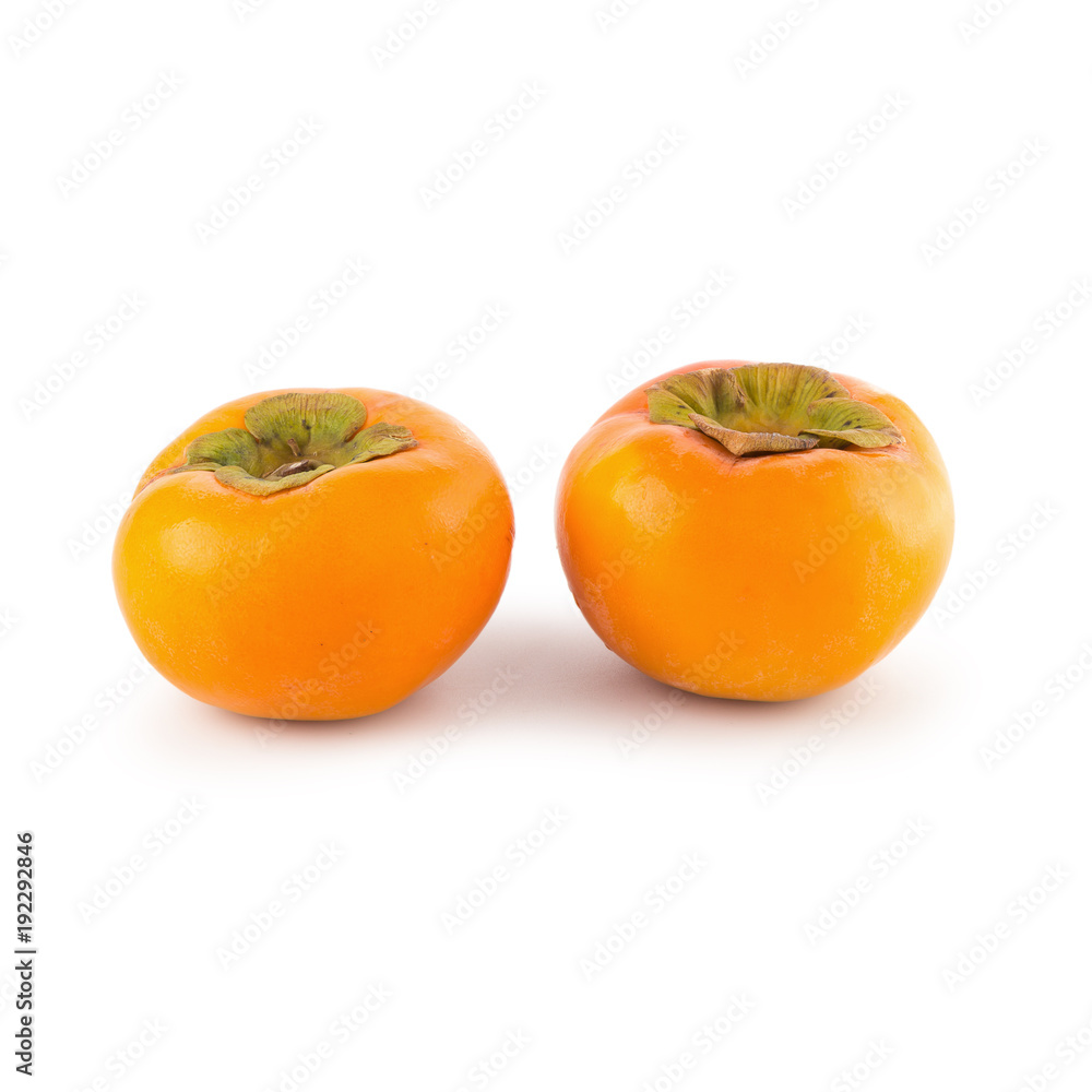 fresh ripe persimmons isolated on white background fresh ripe persimmons isolated on white background