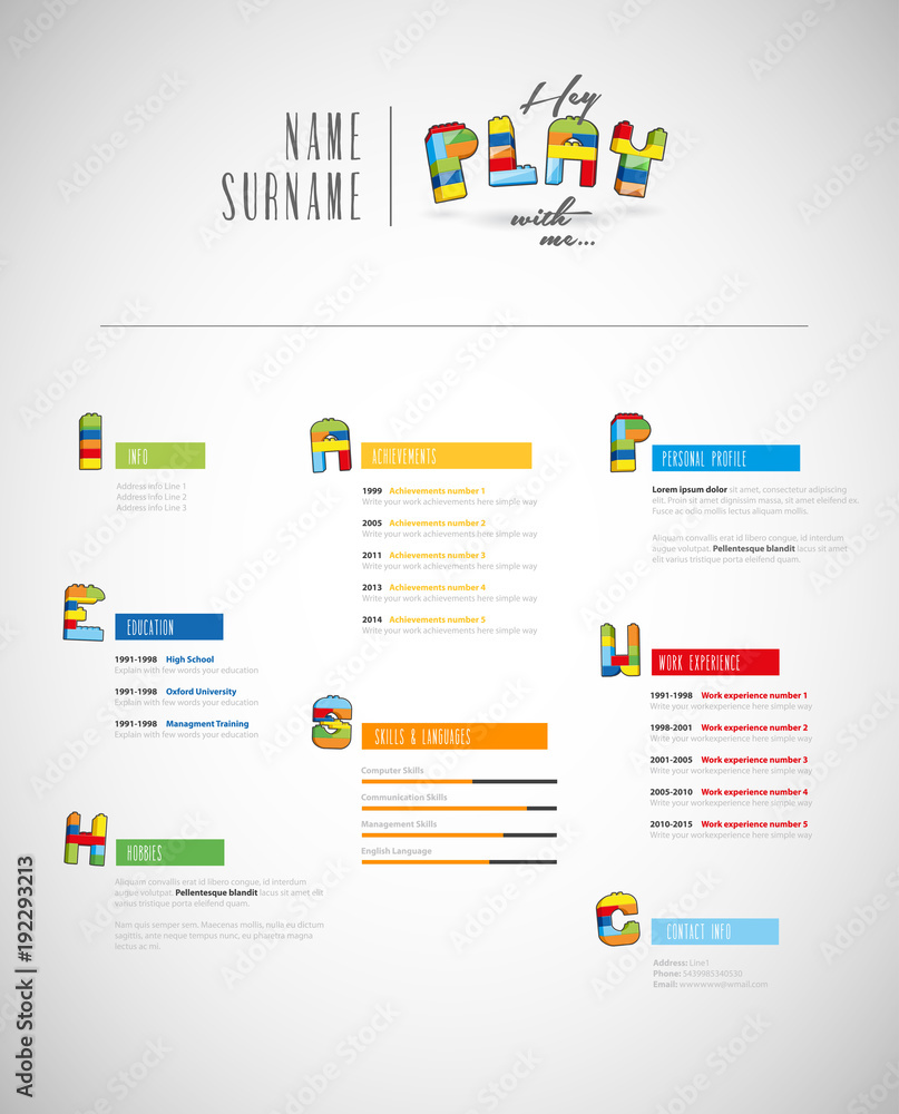 Creative brick based curriculum vitae template. Creative brick based curriculum vitae template.