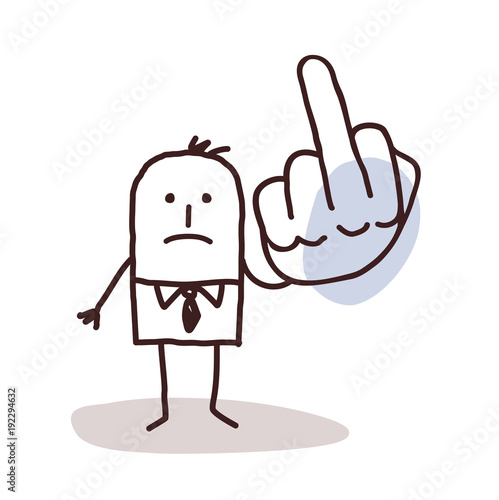 Cartoon Man Doing the Finger Up Sign