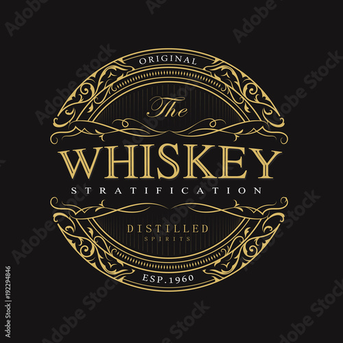 Vintage whiskey badge banner engraving retro vector illustration