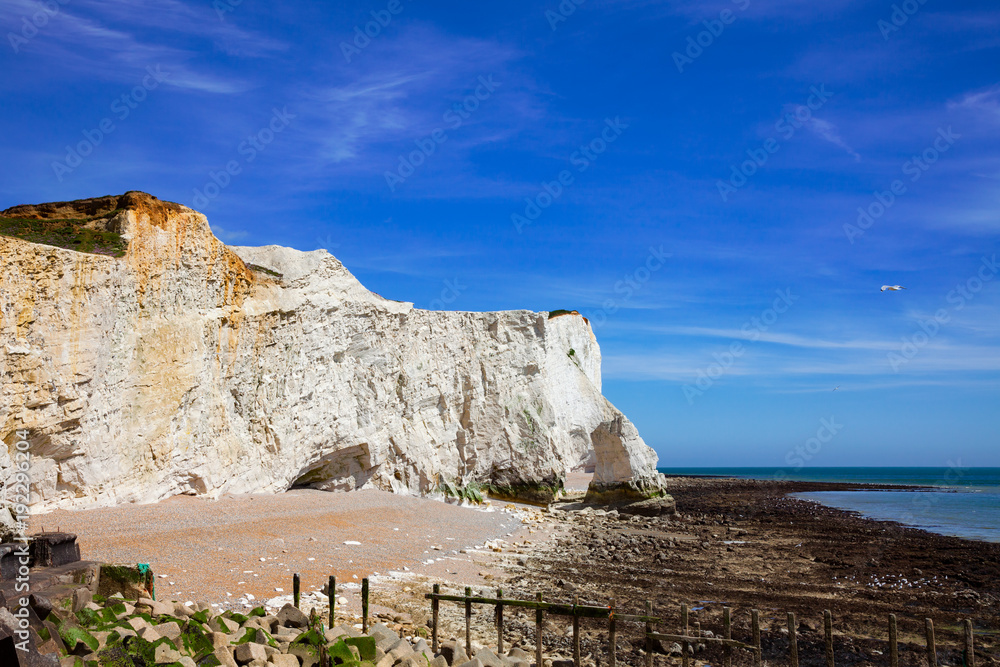 Seven Sisters white chalk cliffs near .Seaford East Sussex Southern England UK